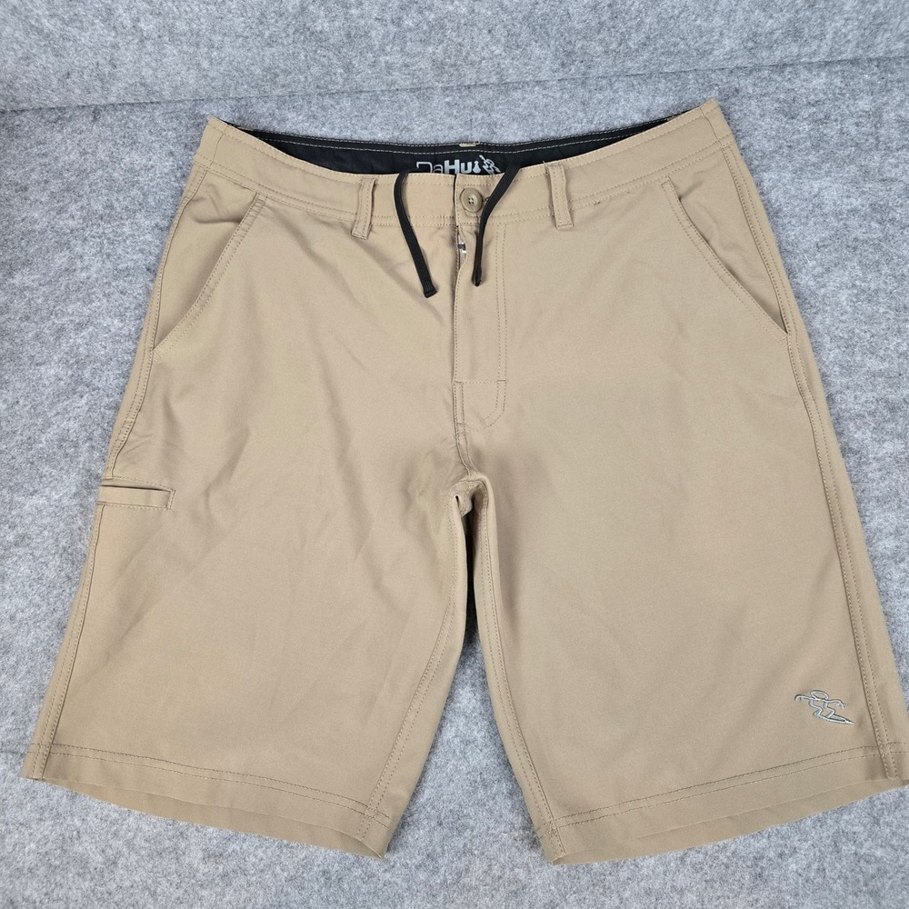 Da Hui Mens Hybrid Board Shorts Tan Khaki Size 34 Stretch Walk Shorts RN 127725